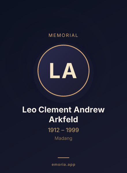 Memorial portrait of Leo Clement Andrew Arkfeld