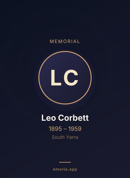 Memorial portrait of Leo Corbett