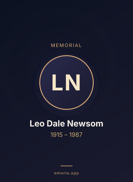 Memorial portrait of Leo Dale Newsom