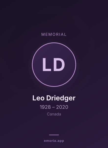 Memorial portrait of Leo Driedger