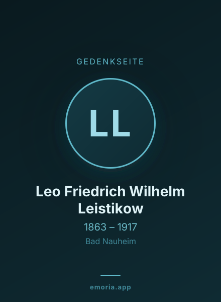 Gedenkportrait von Leo Friedrich Wilhelm Leistikow