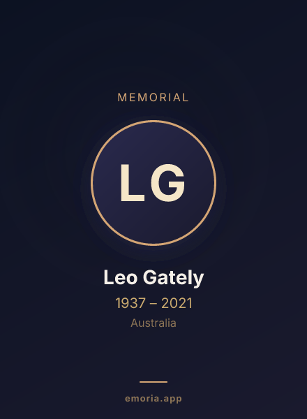 Memorial portrait of Leo Gately