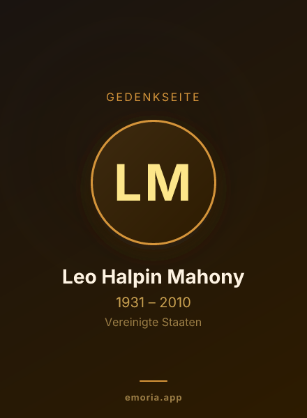 Gedenkportrait von Leo Halpin Mahony