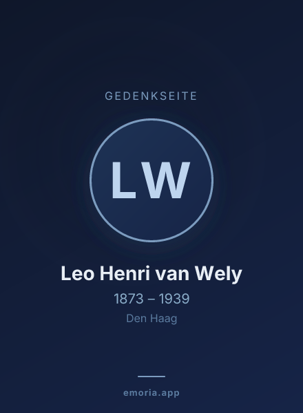 Gedenkportrait von Leo Henri van Wely