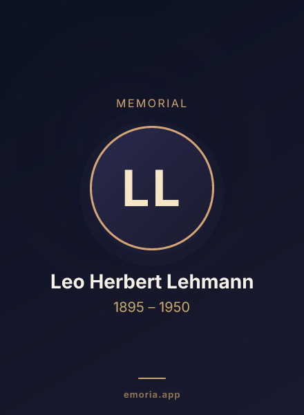 Memorial portrait of Leo Herbert Lehmann
