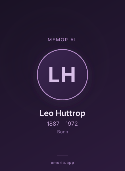 Memorial portrait of Leo Huttrop