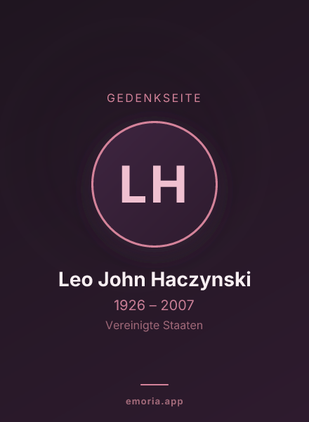 Gedenkportrait von Leo John Haczynski