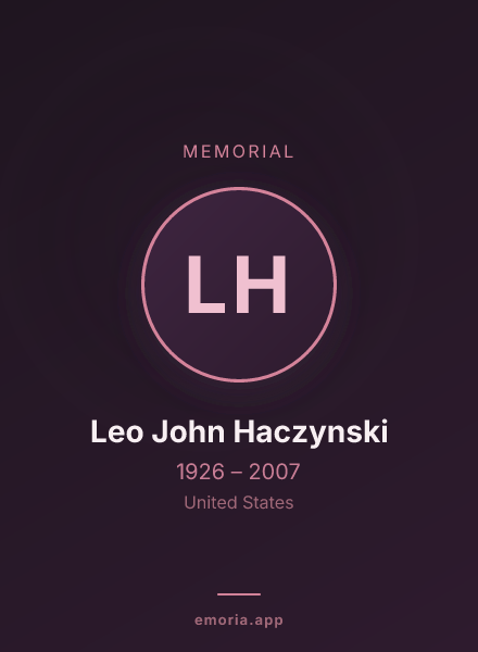 Memorial portrait of Leo John Haczynski