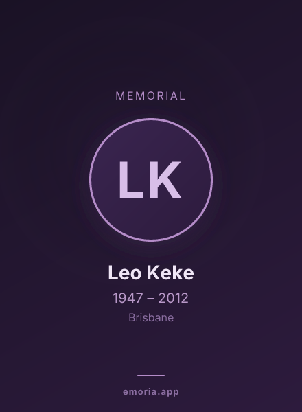 Memorial portrait of Leo Keke