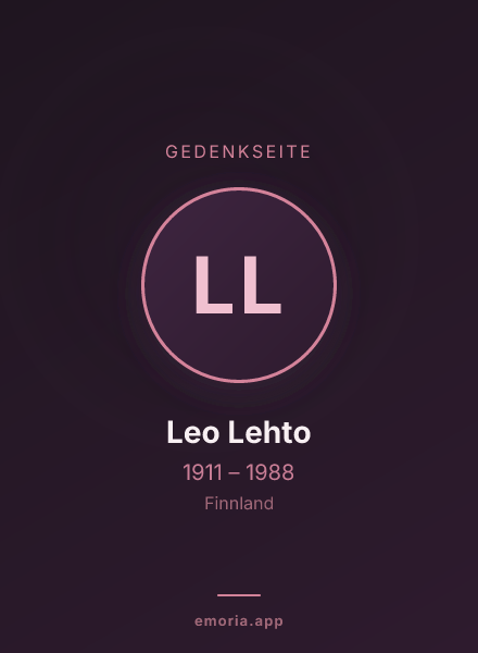 Gedenkportrait von Leo Lehto
