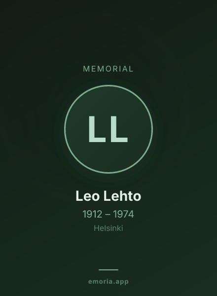 Memorial portrait of Leo Lehto