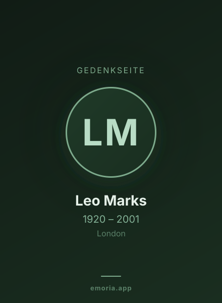Gedenkportrait von Leo Marks