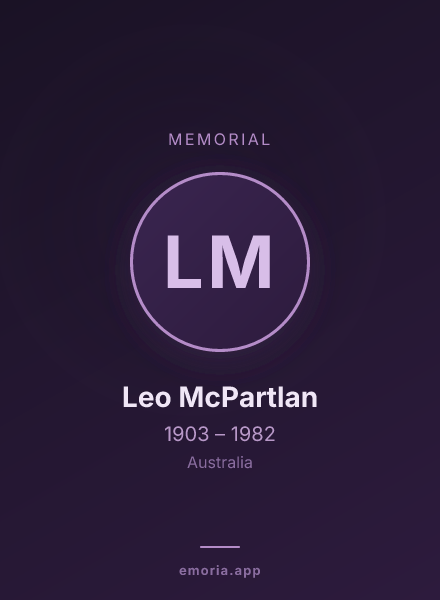 Memorial portrait of Leo McPartlan
