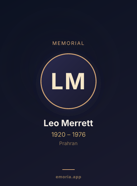 Memorial portrait of Leo Merrett