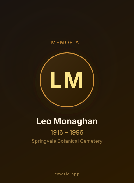 Memorial portrait of Leo Monaghan