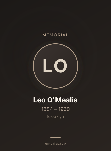 Memorial portrait of Leo O'Mealia