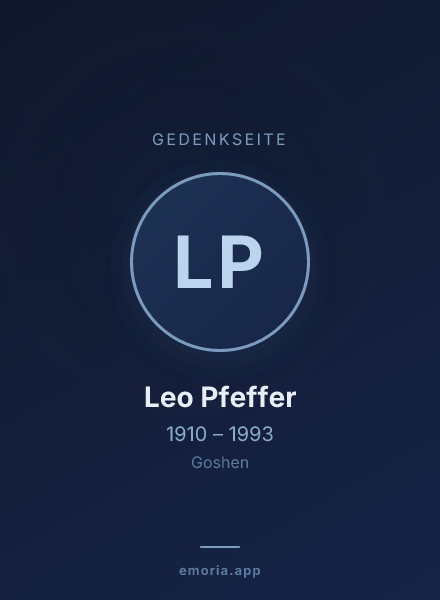 Gedenkportrait von Leo Pfeffer