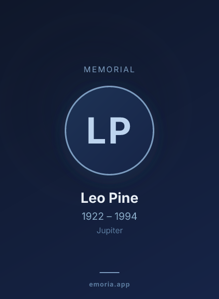 Memorial portrait of Leo Pine