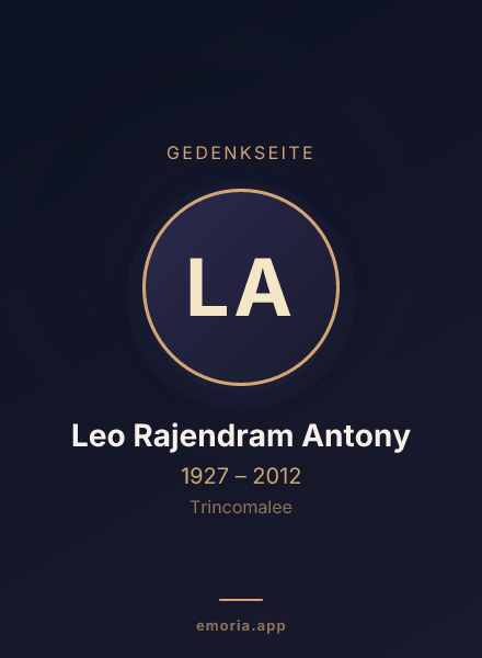 Gedenkportrait von Leo Rajendram Antony