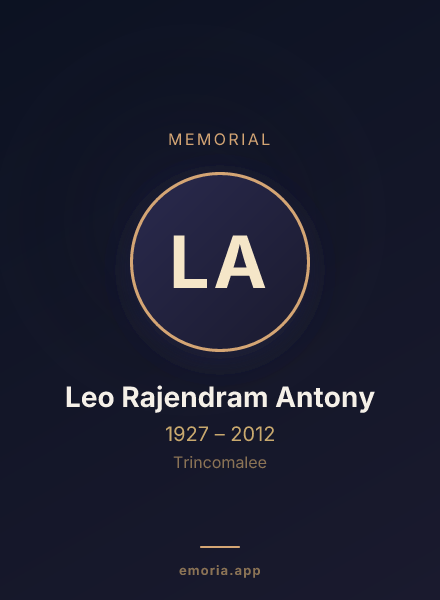 Memorial portrait of Leo Rajendram Antony
