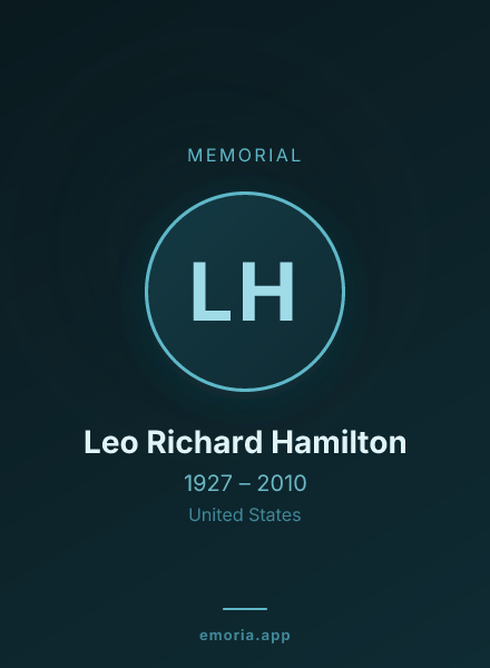 Memorial portrait of Leo Richard Hamilton