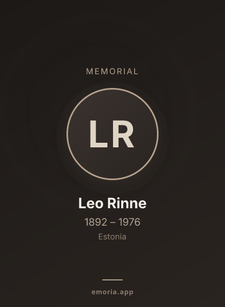 Memorial portrait of Leo Rinne