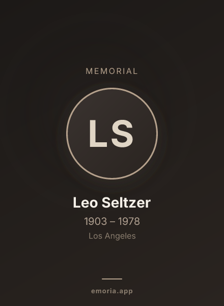 Memorial portrait of Leo Seltzer
