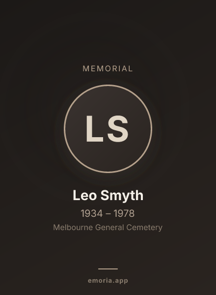 Memorial portrait of Leo Smyth