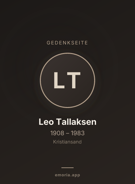Gedenkportrait von Leo Tallaksen