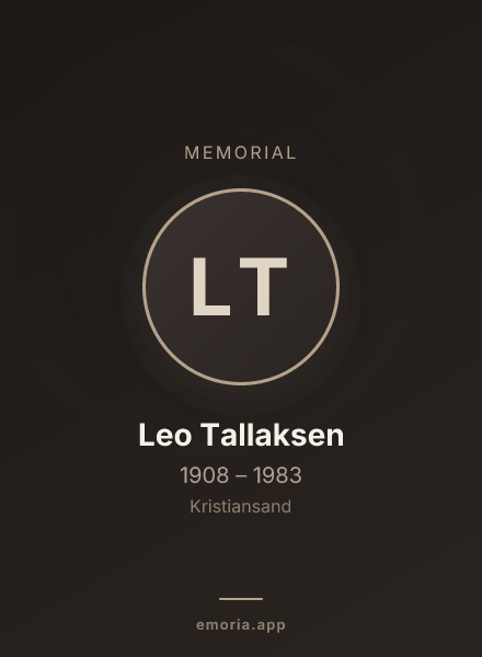 Memorial portrait of Leo Tallaksen