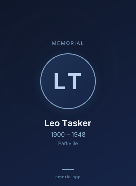 Memorial portrait of Leo Tasker