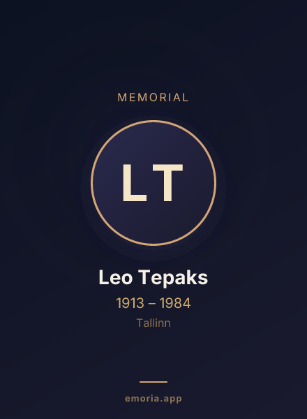 Memorial portrait of Leo Tepaks