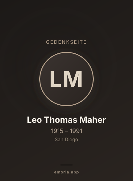 Gedenkportrait von Leo Thomas Maher