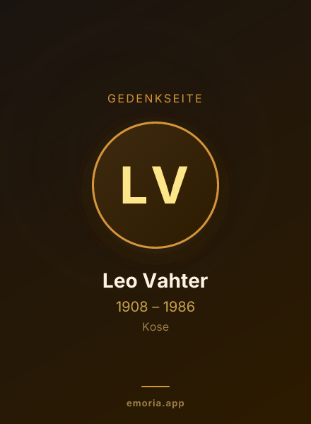 Gedenkportrait von Leo Vahter