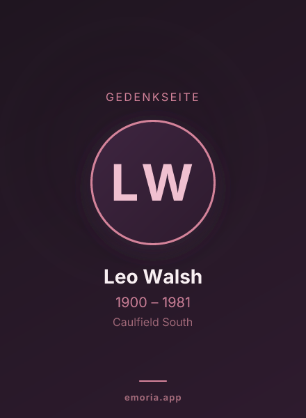 Gedenkportrait von Leo Walsh