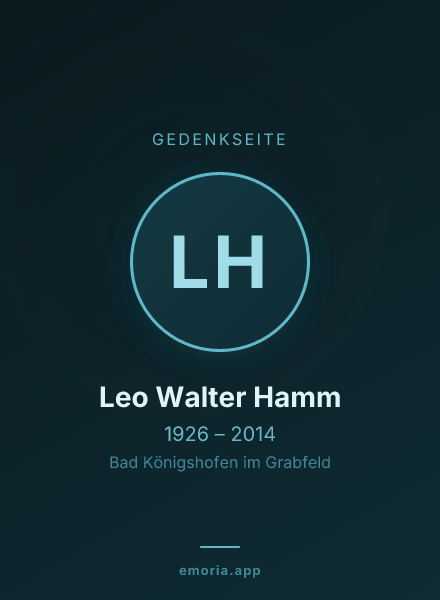 Gedenkportrait von Leo Walter Hamm