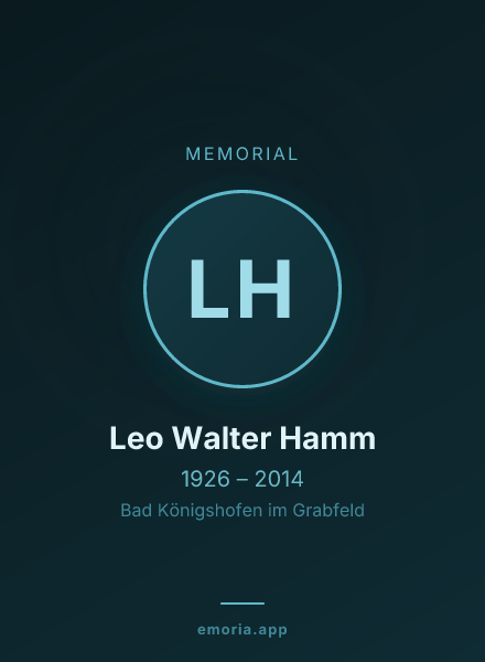 Memorial portrait of Leo Walter Hamm