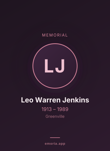 Memorial portrait of Leo Warren Jenkins