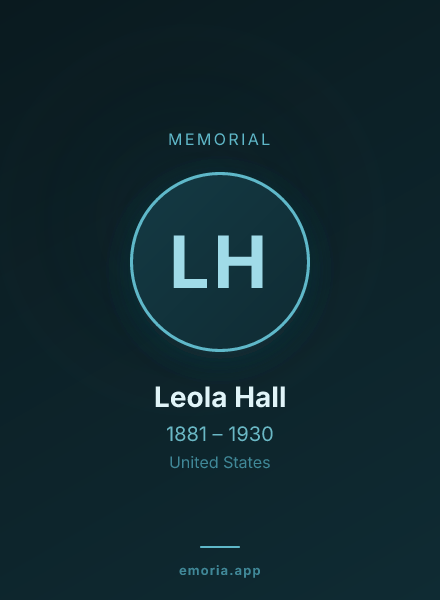 Memorial portrait of Leola Hall