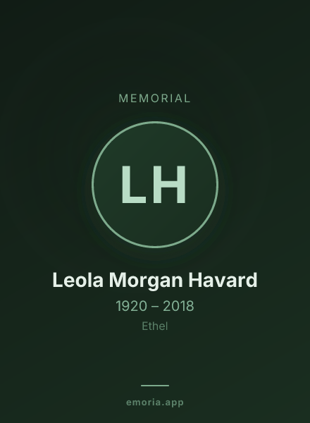 Memorial portrait of Leola Morgan Havard