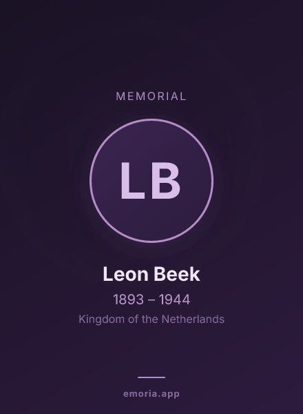 Memorial portrait of Leon Beek