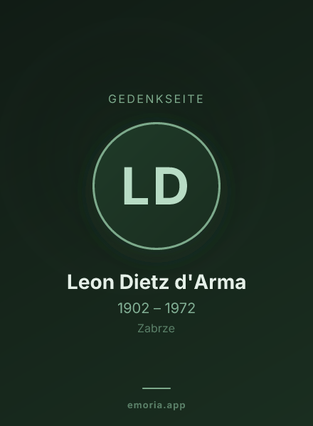 Gedenkportrait von Leon Dietz d'Arma