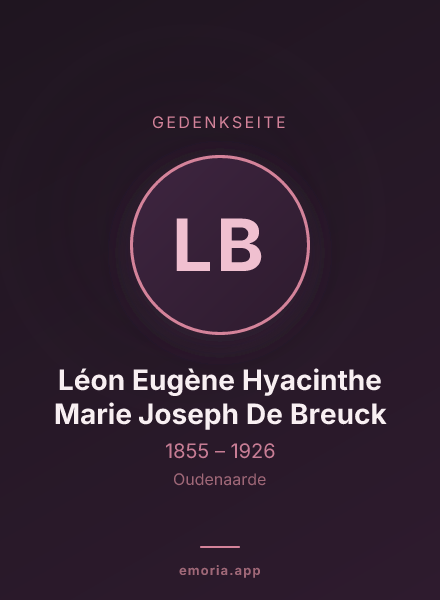 Gedenkportrait von Léon Eugène Hyacinthe Marie Joseph De Breuck