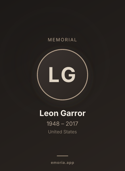 Memorial portrait of Leon Garror