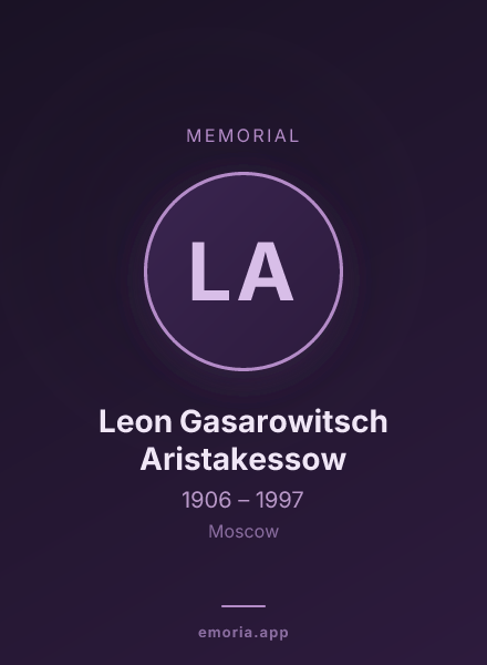 Memorial portrait of Leon Gasarowitsch Aristakessow