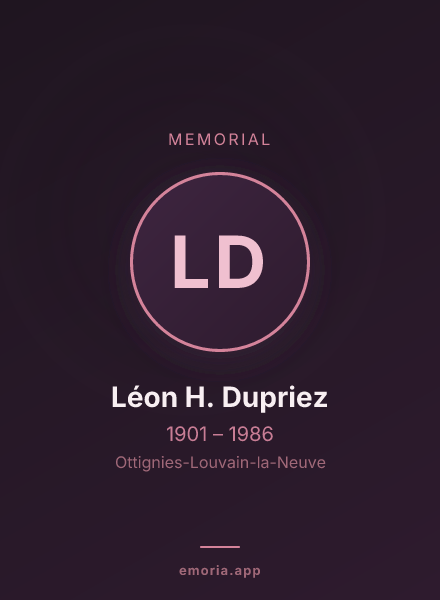 Memorial portrait of Léon H. Dupriez