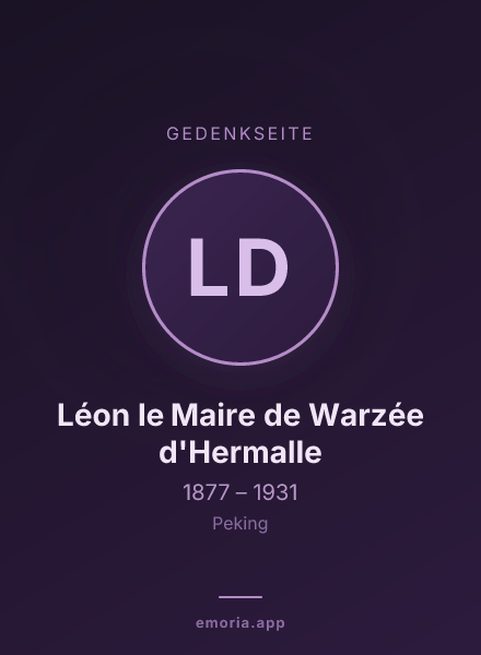 Gedenkportrait von Léon le Maire de Warzée d'Hermalle