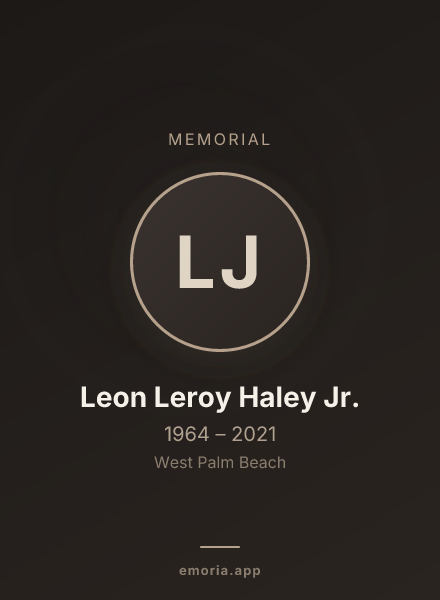 Memorial portrait of Leon Leroy Haley Jr.