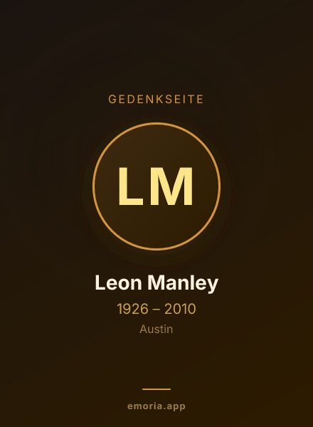 Gedenkportrait von Leon Manley