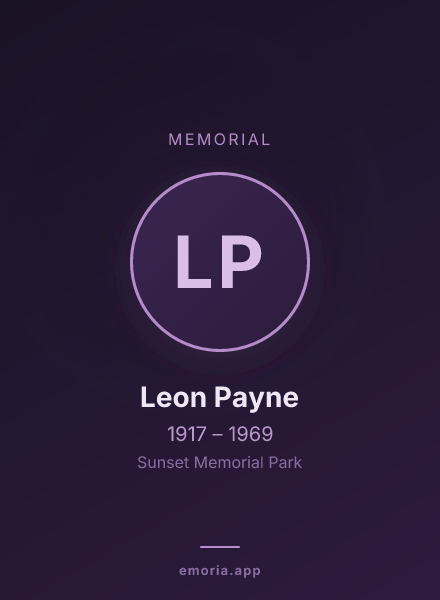 Memorial portrait of Leon Payne